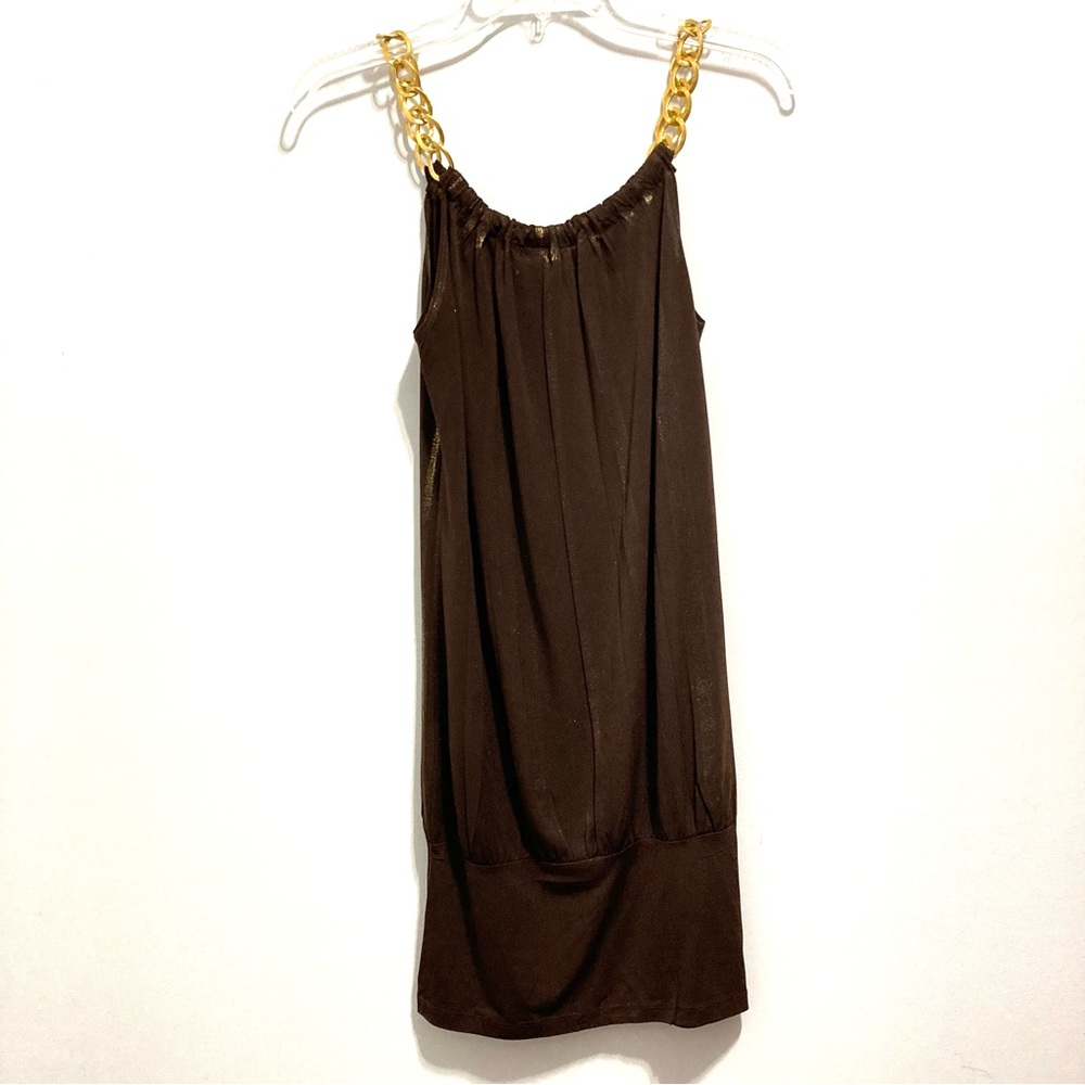 Body Central Brown Gold Chain Mini Dress